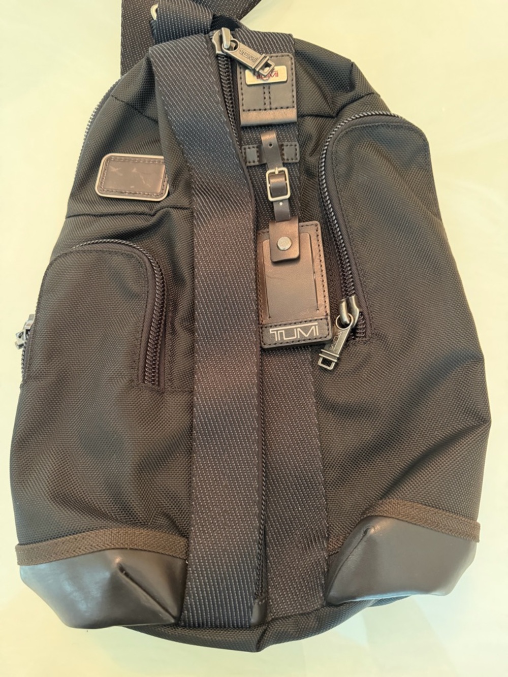 Tumi Black Durable Nylon Sling Bag